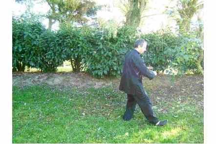 Ouvrir pied gauche, Pas droite, parade mains basses