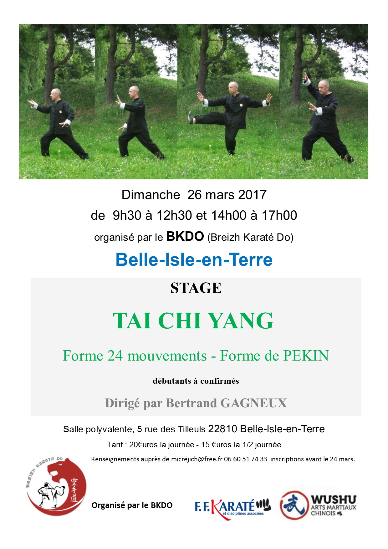 Stage Tai Chi Yang 24 Mouvements Belle-Isle-en-Terre Bretagne 26 mars 2017 dirig par Bertrand GAGNEUX