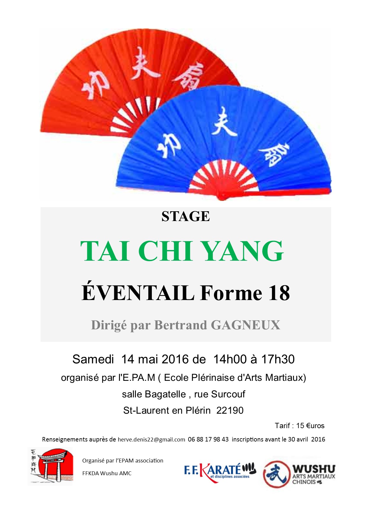 Tai Chi Fain ventail  Plrin le 14 mai 2016 avec Bertrand GAGNEUX